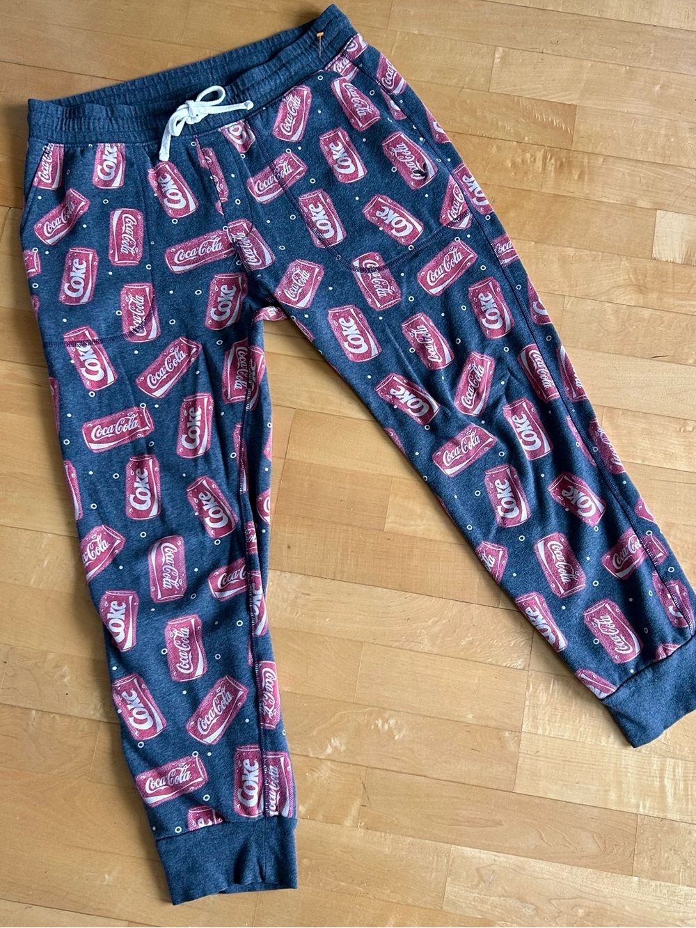 American Eagle Coca-Cola Can Print Joggers, Gray, Red, Size M